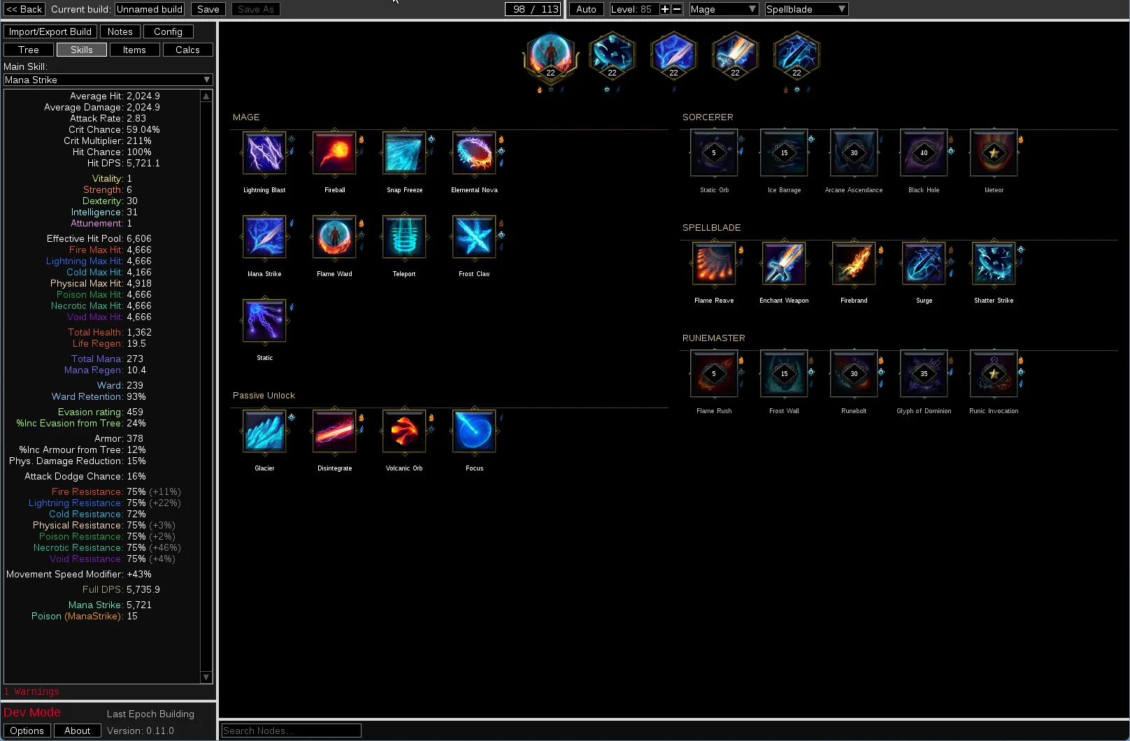 The Last Epoch Building skill selection screen